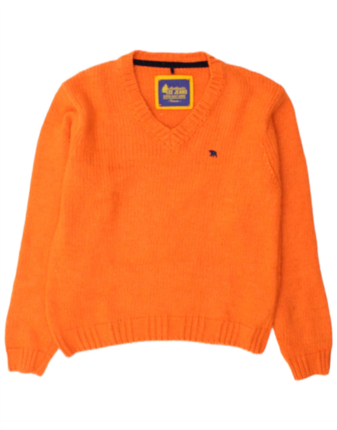 Lee Suéter Masculino com Gola V e Acrílico Laranja Médio