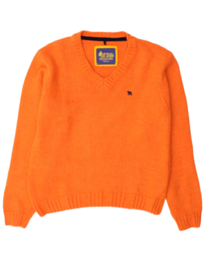 Lee Suéter Masculino com Gola V e Acrílico Laranja Médio