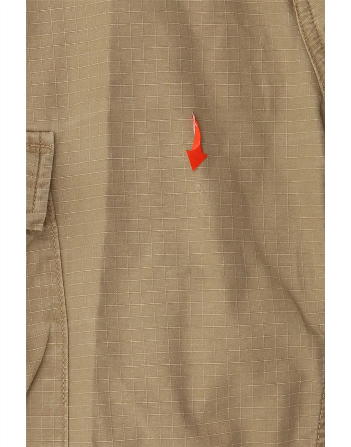Carhartt Mens Wip Cargo Shorts W30 Algodão Xadrez Bege Médio