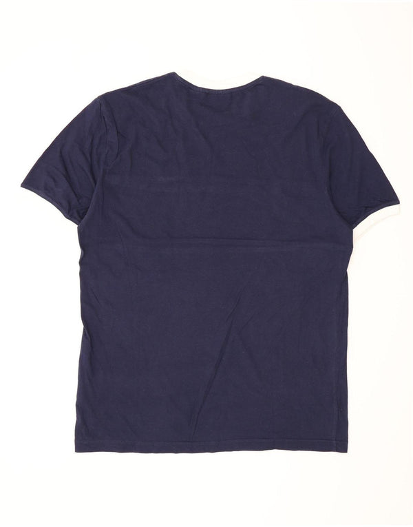 Camiseta masculina Fila Top grande algodão listrado azul marinho