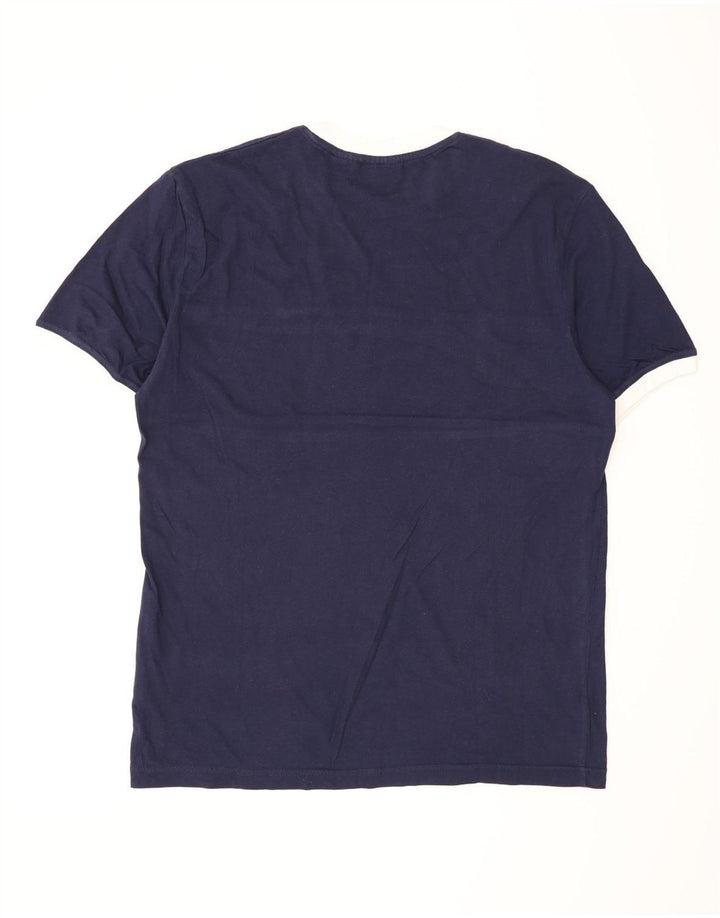 Camiseta masculina Fila Top grande algodão listrado azul marinho