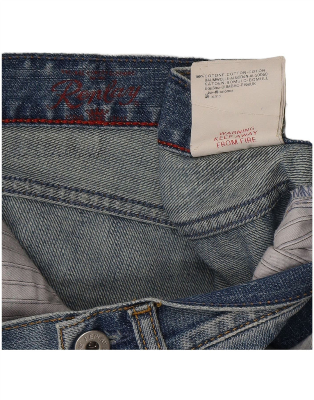 Replay Jeans retos femininos desgastados W28 L29 algodão azul