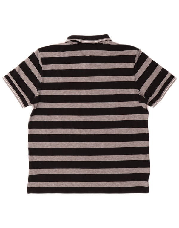 Camisa polo masculina Hugo Boss Regular Fit grande algodão listrado preto