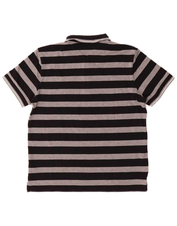 Camisa polo masculina Hugo Boss Regular Fit grande algodão listrado preto