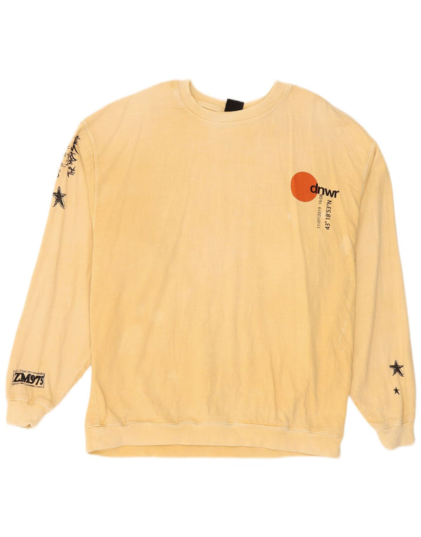 Zara moletom gráfico masculino jumper médio bege algodão