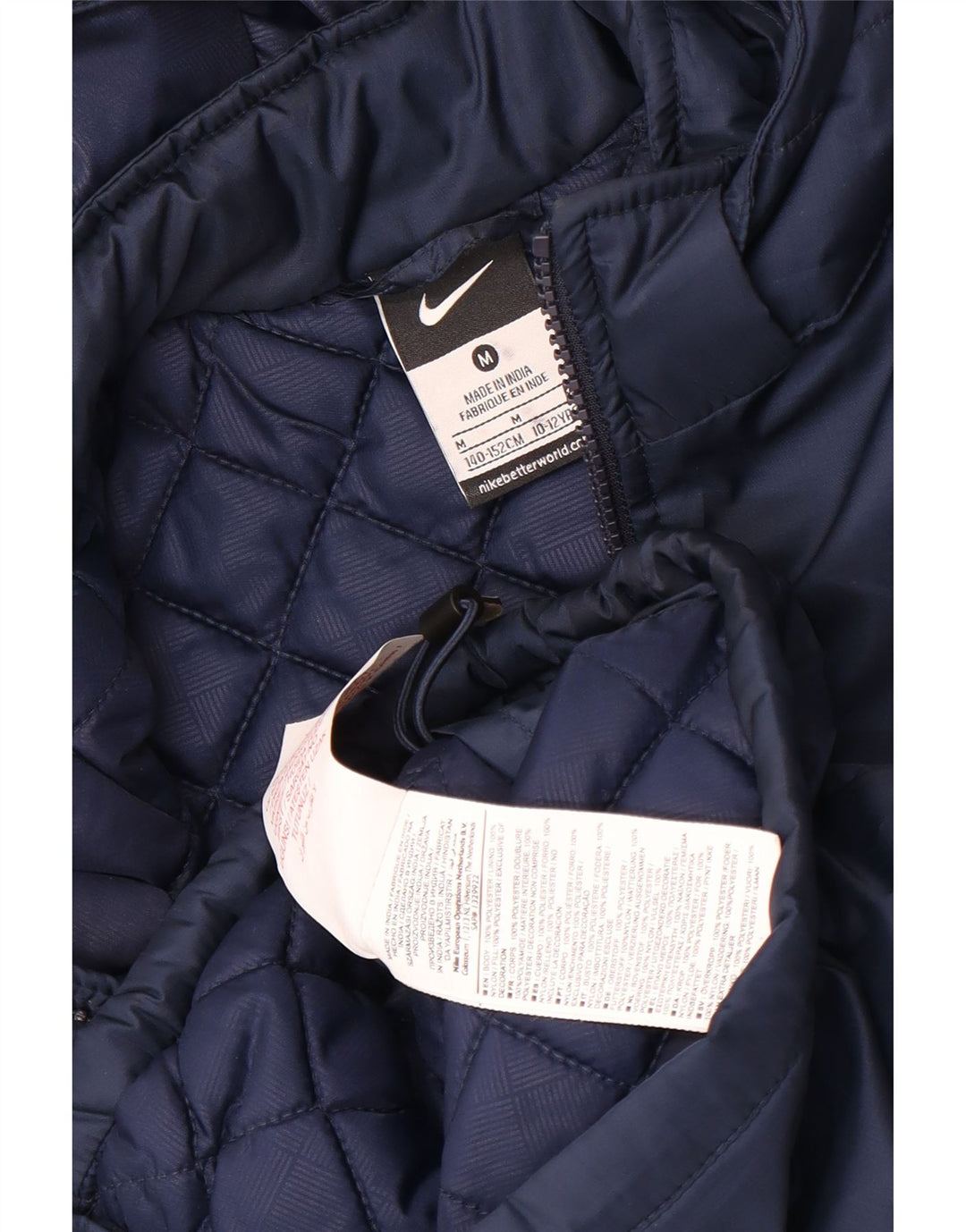 Jaqueta acolchoada com capuz Nike Boys 10-11 anos médio azul marinho poliéster