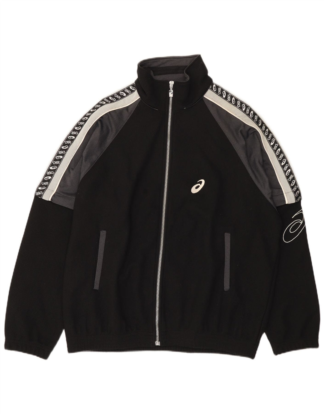 Asics Mens Graphic Tracksuit Top Jaqueta Grande Bloco Colorido Preto