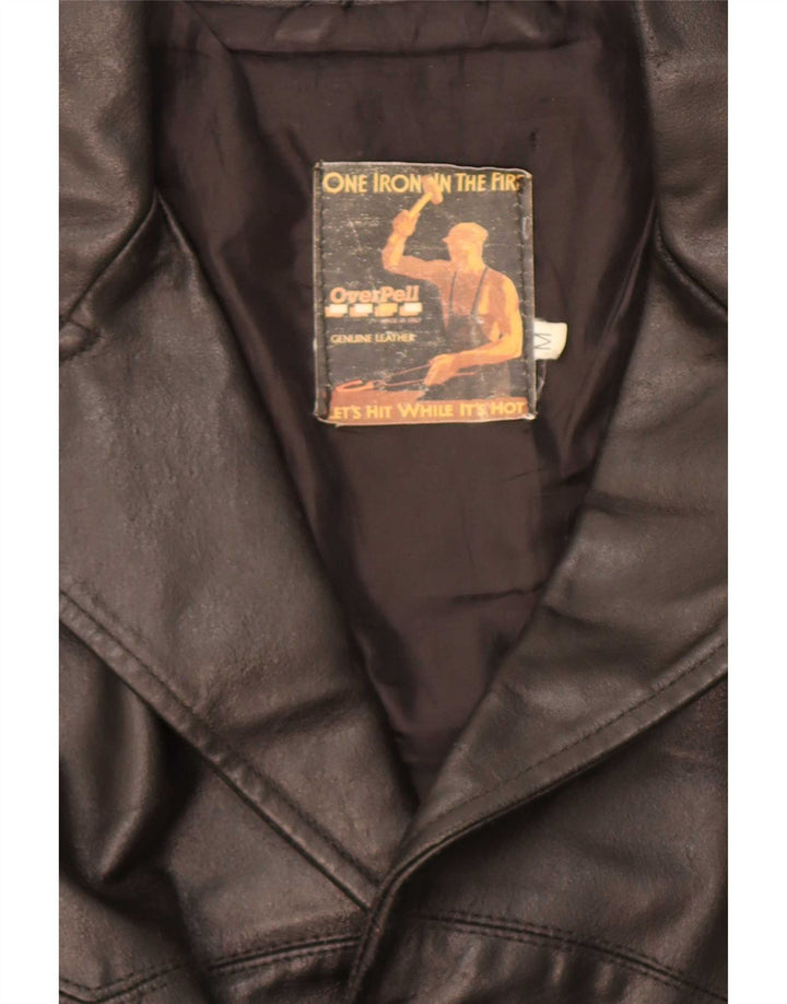 Jaqueta Blazer Masculina Vintage de Couro com 3 Botões Reino Unido 38 Médio Preto