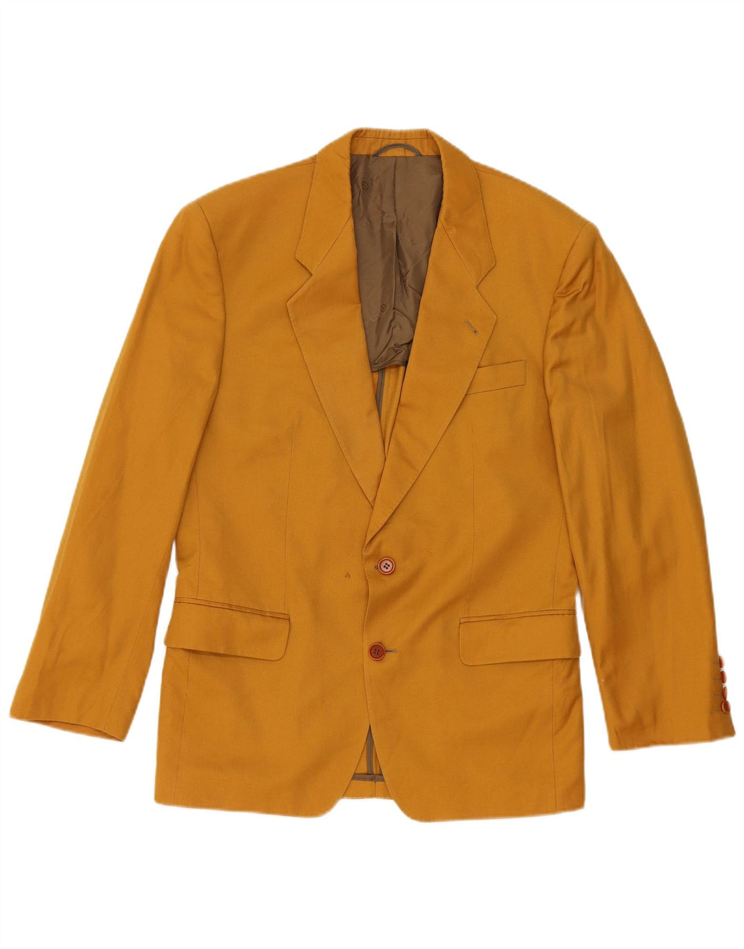 Terno masculino vintage de 2 botões e 2 peças IT 48 médio W32 L32 algodão amarelo