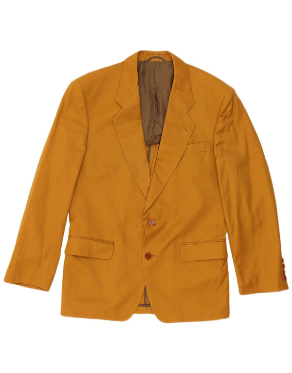 Terno masculino vintage de 2 botões e 2 peças IT 48 médio W32 L32 algodão amarelo