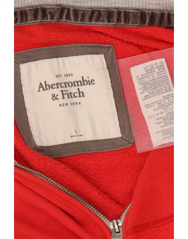 Suéter feminino com capuz e zíper gráfico ABERCROMBIE & FITCH Reino Unido 16 grande vermelho