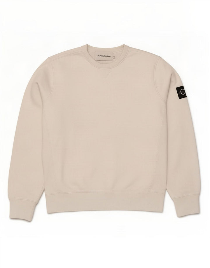 Calvin Klein Jeans moletom masculino jumper médio algodão branco