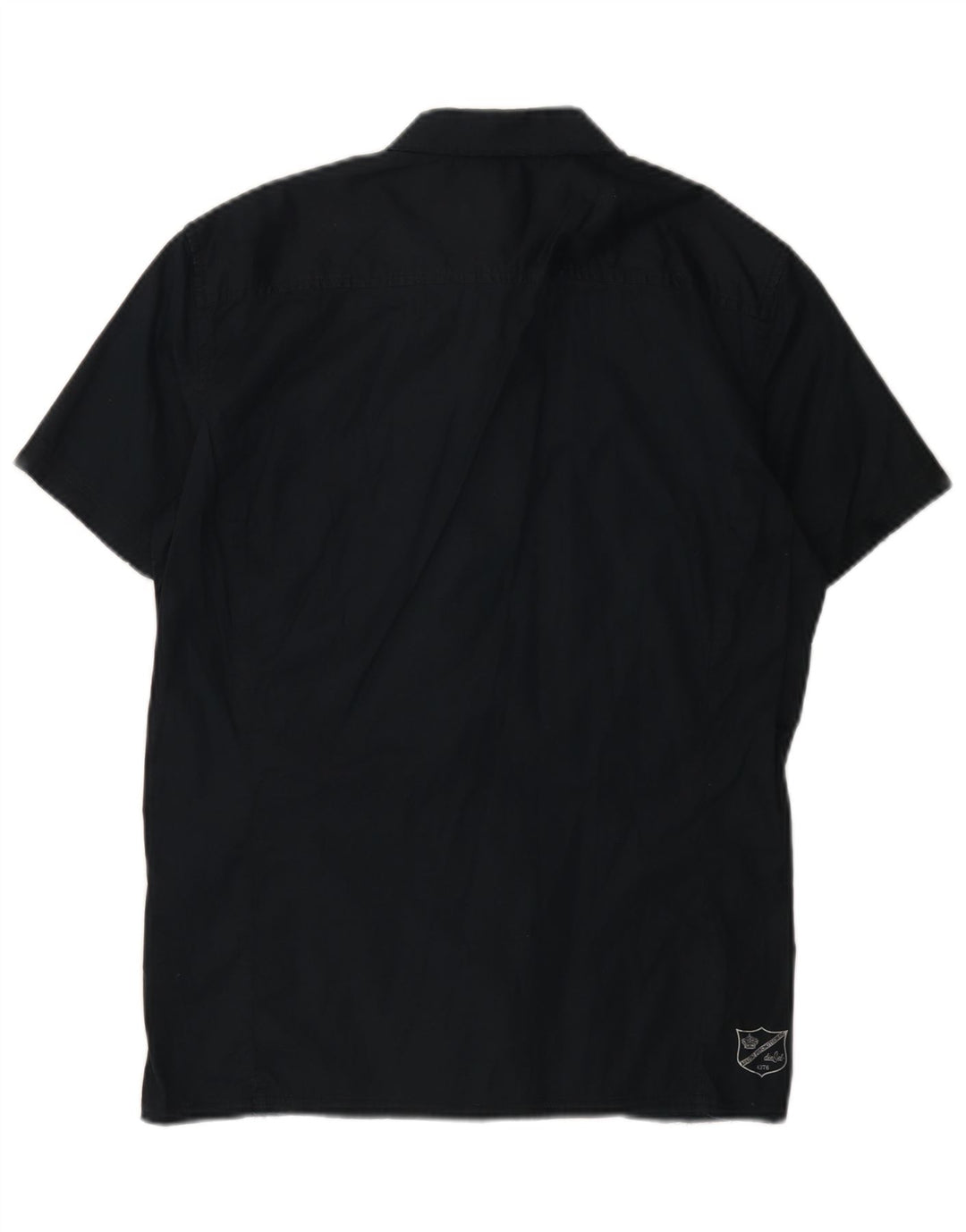 Camisa militar masculina Diesel de manga curta de algodão azul marinho médio