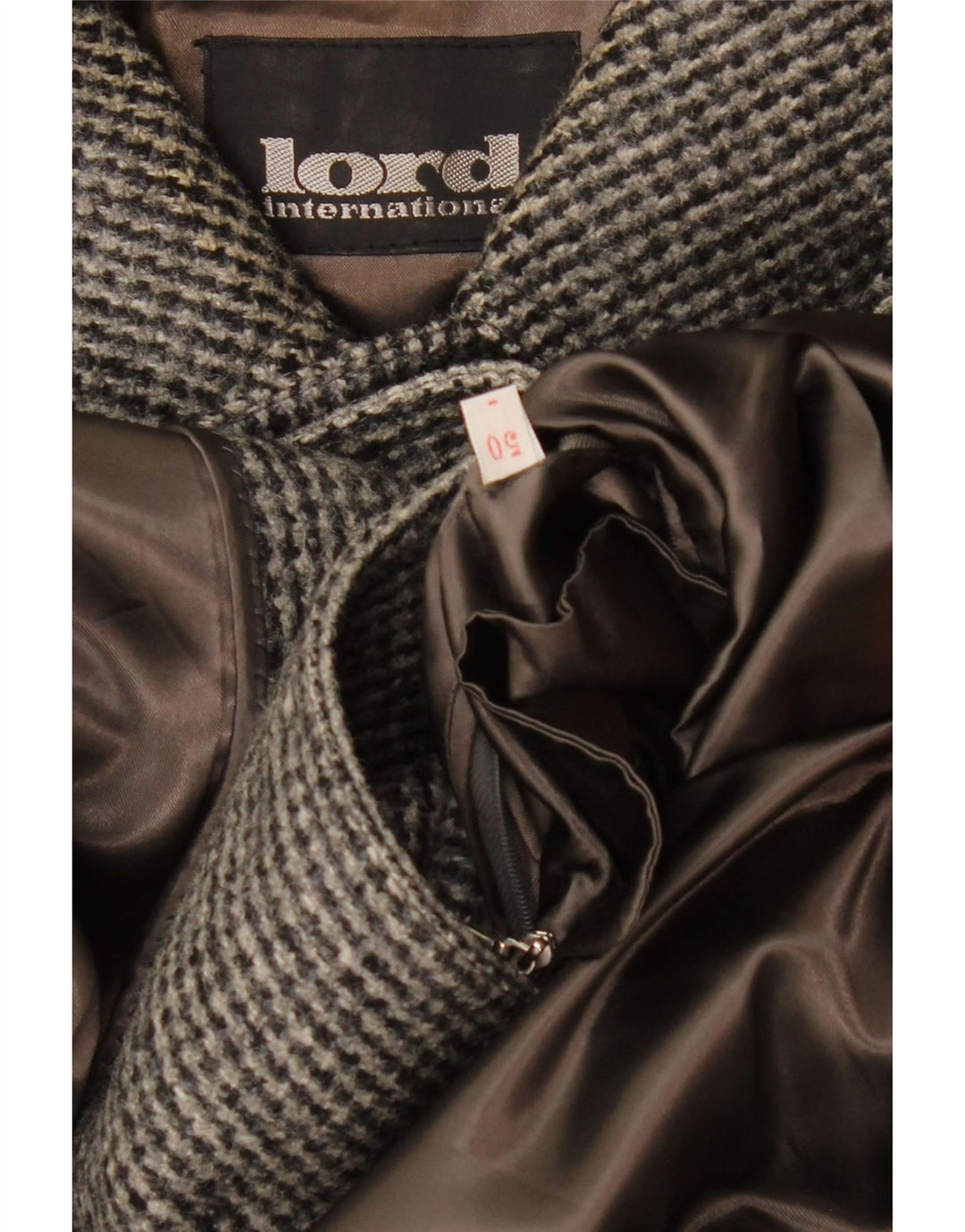 Lord Mens Overcoat IT 50 Grande Cinza Houndstooth Nova Lã