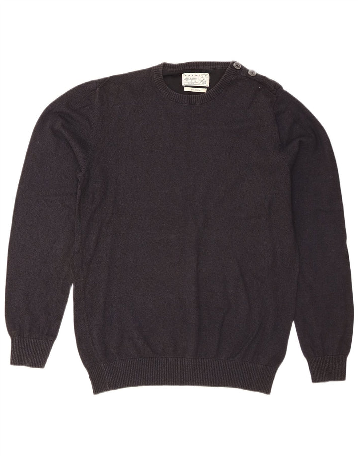 Suéter masculino Jack & Jones Regular Fit com gola redonda, azul marinho médio