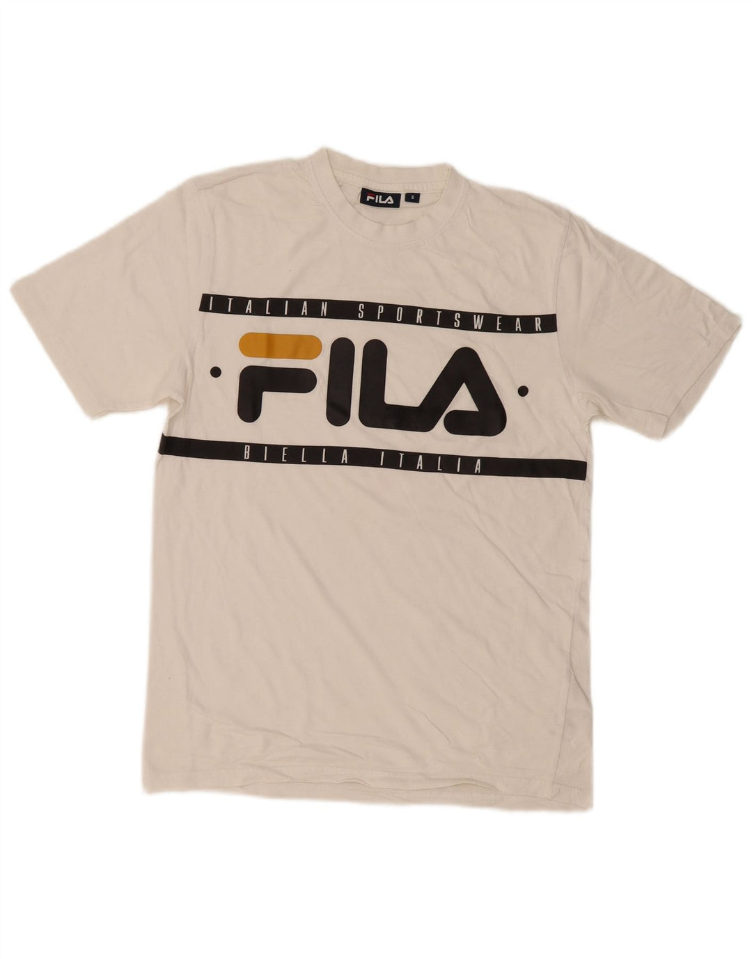 Fila Mens Graphic T-Shirt Top Pequeno Algodão Branco