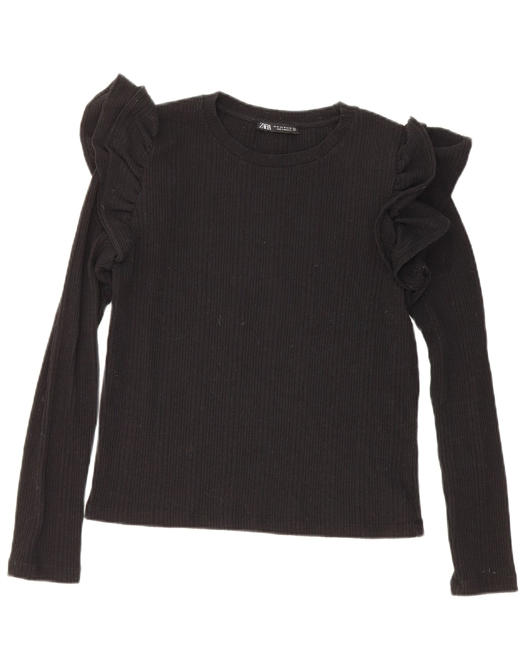 Zara Crop Top Feminino Manga Longa Reino Unido 12 Médio Preto