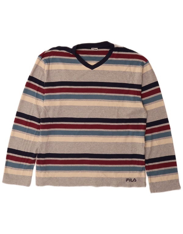Fila Mens Top Manga Longa XL Algodão Listrado Multicolorido