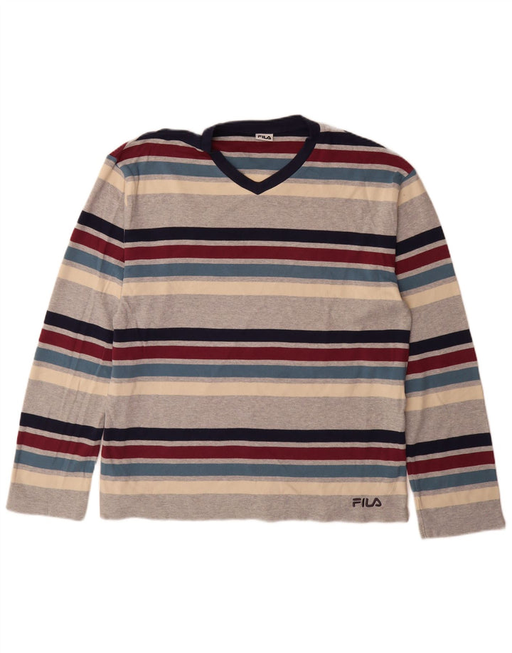 Fila Mens Top Manga Longa XL Algodão Listrado Multicolorido
