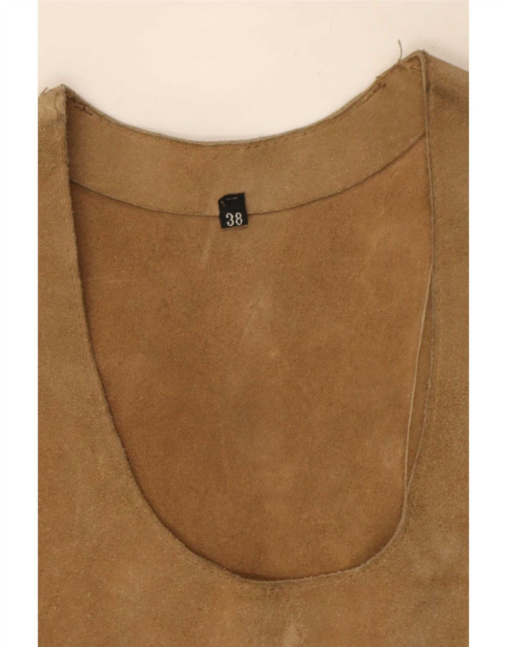 Vestido avental feminino vintage de camurça UE 38 marrom médio