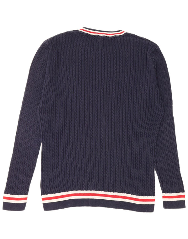 Suéter feminino Crew Clothing com gola redonda UK 18 XL azul marinho algodão