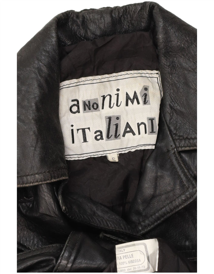 Jaqueta de couro feminina VINTAGE UK 10 pequena couro preto