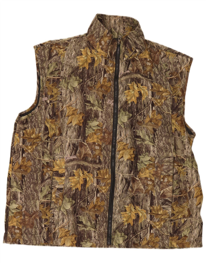 Colete masculino VINTAGE com estampa abstrata UK 44 2XL poliéster colorblock marrom