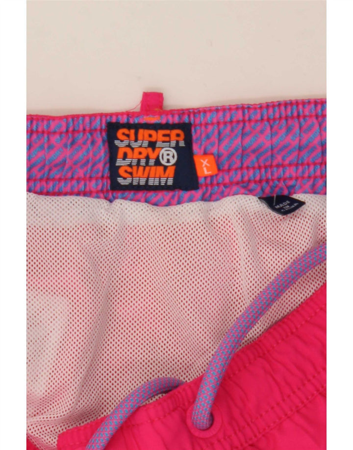 Shorts de natação masculino Superdry XL rosa Colourblock poliéster