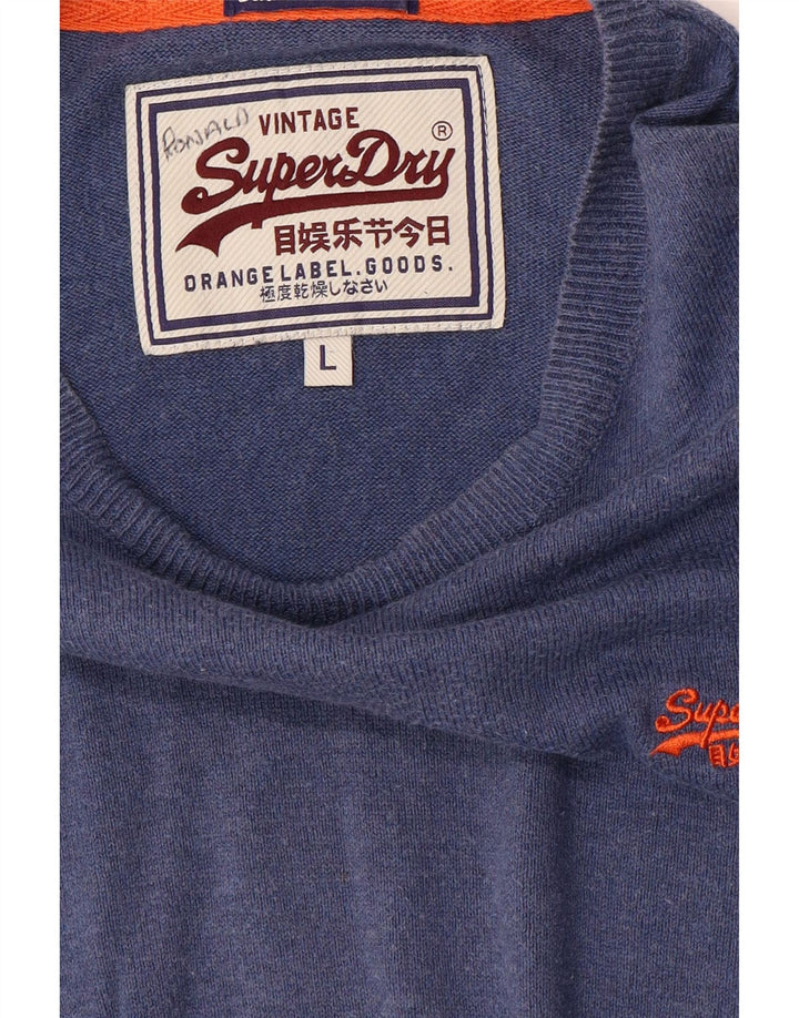Suéter masculino Superdry com gola canoa grande azul