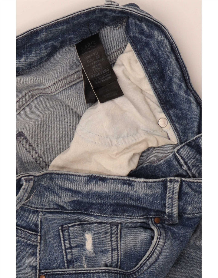 Jeans feminino Marks & Spencer Girlfriend Slim UK 10 pequeno W30 L31 azul