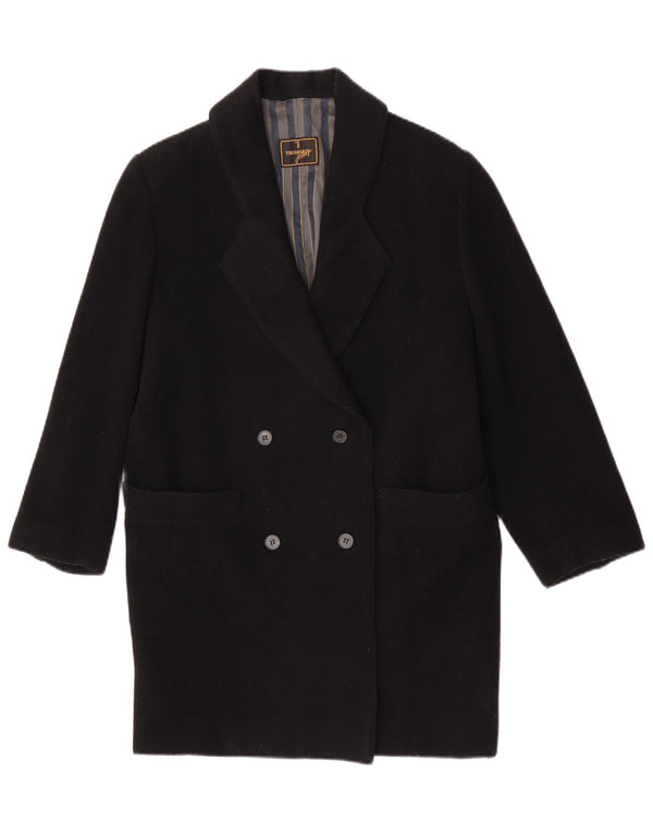 Trussardi Jeans Casaco feminino duplo breasted IT 42 lã virgem preta média