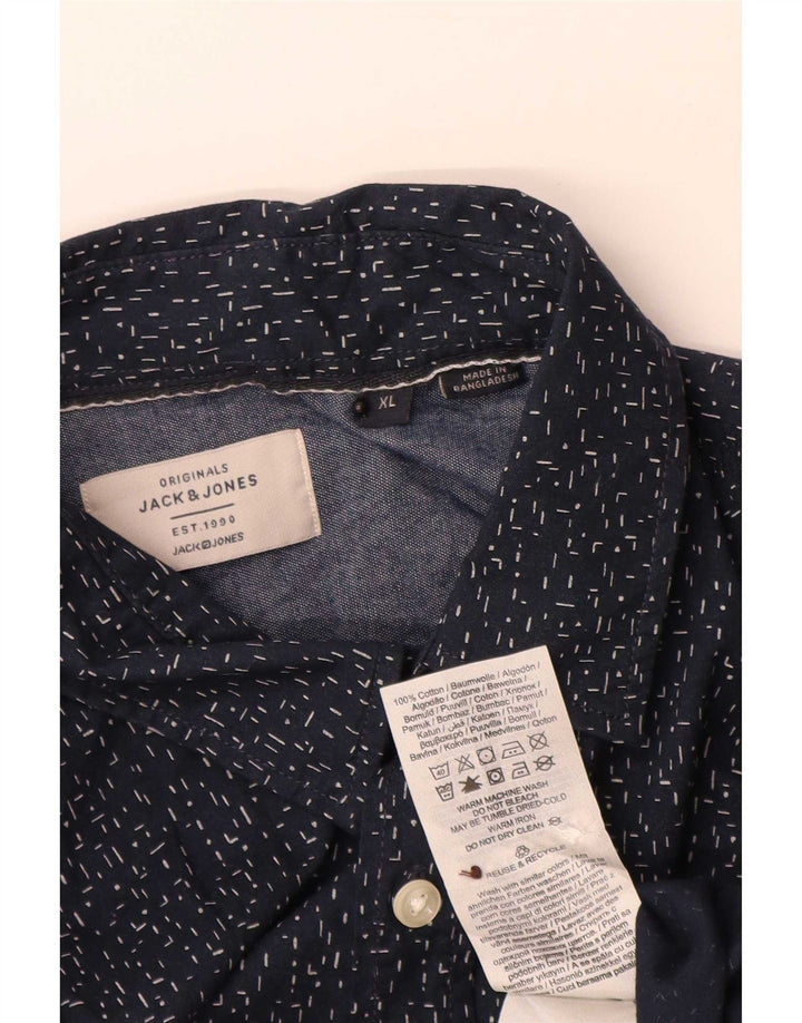 Camisa masculina Jack & Jones XL algodão manchado azul marinho