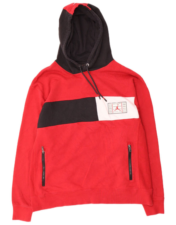 Jordan Mens Hoodie Jumper XL Vermelho Colorblock Algodão