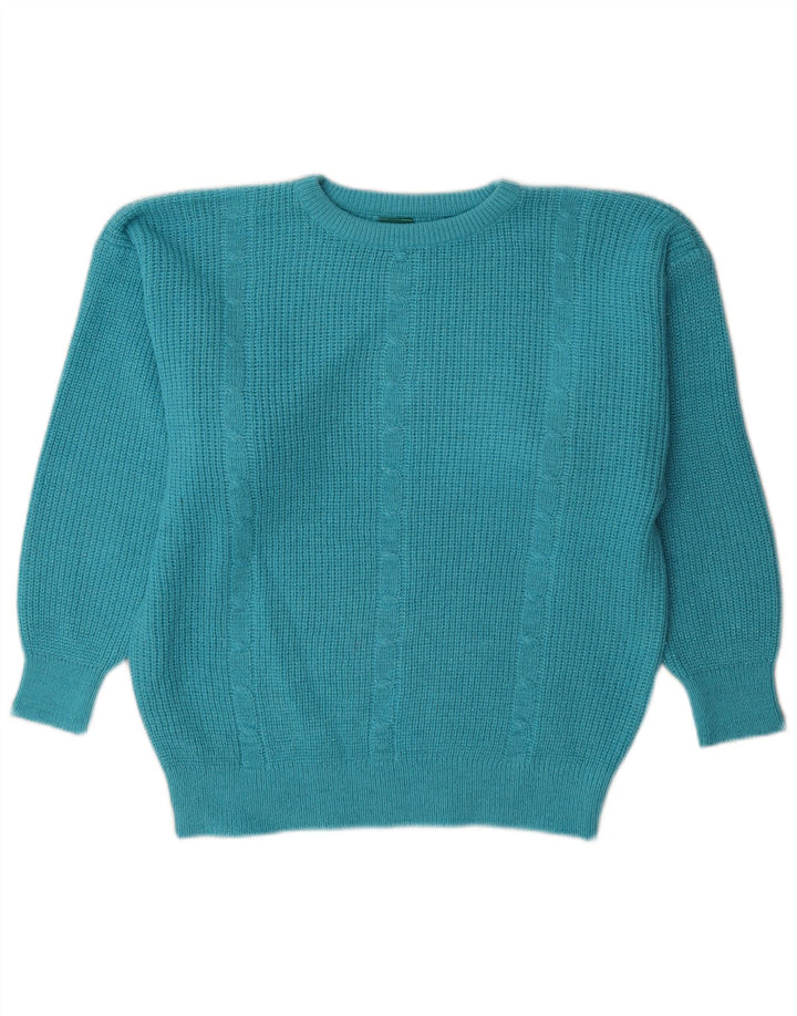Suéter feminino Canda com gola redonda grande, Reino Unido 10, pequeno, azul, acrílico