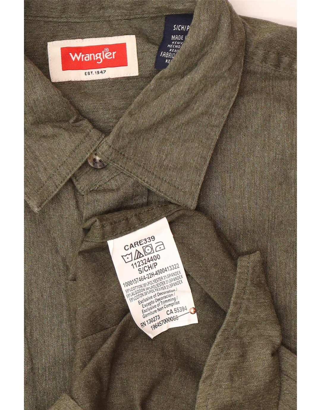 Wrangler Camisa masculina pequena de algodão cáqui