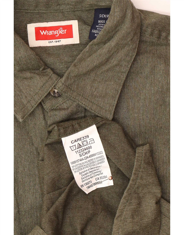 Wrangler Camisa masculina pequena de algodão cáqui