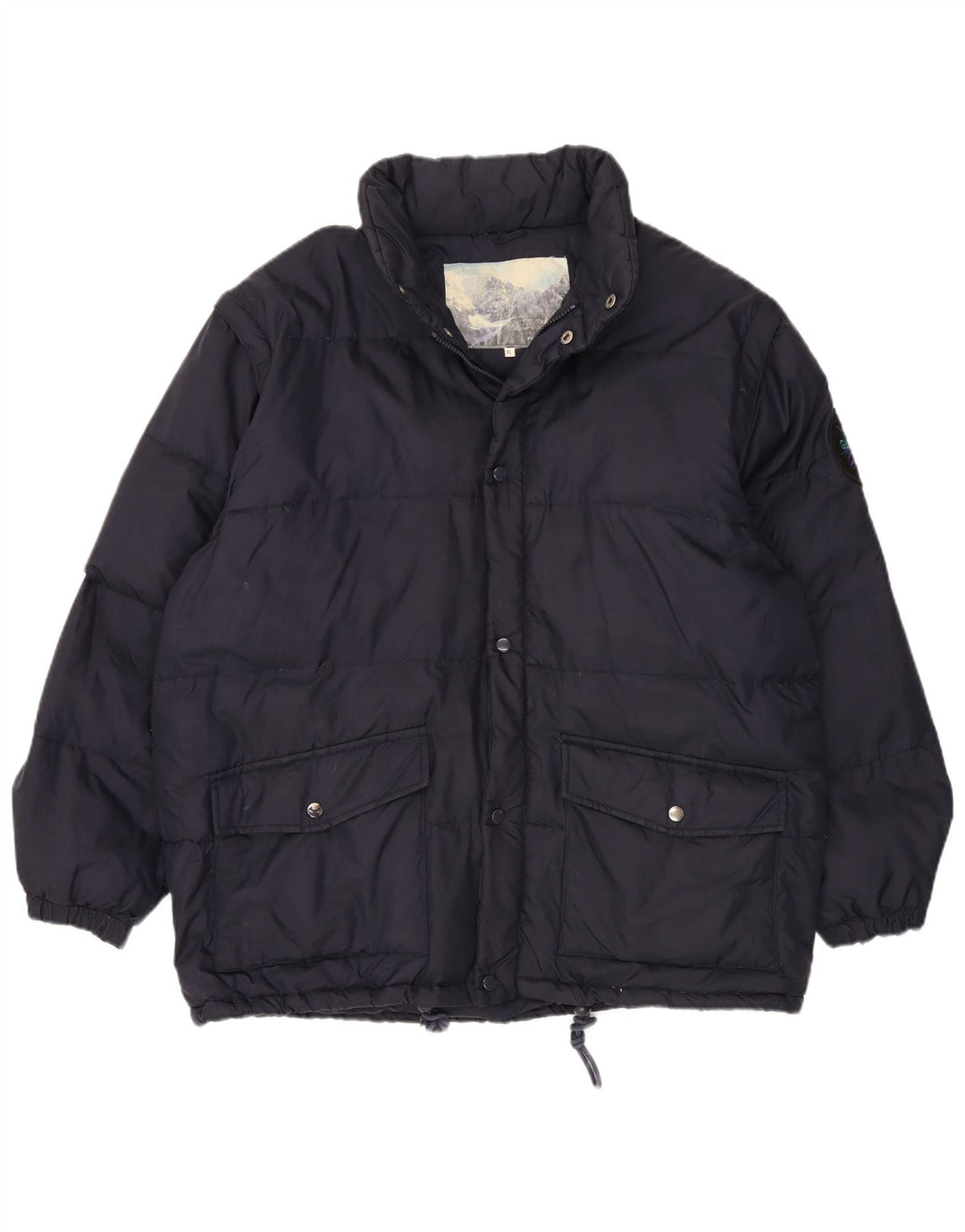 Jaqueta de esqui masculina VINTAGE UK 42 XL azul marinho nylon