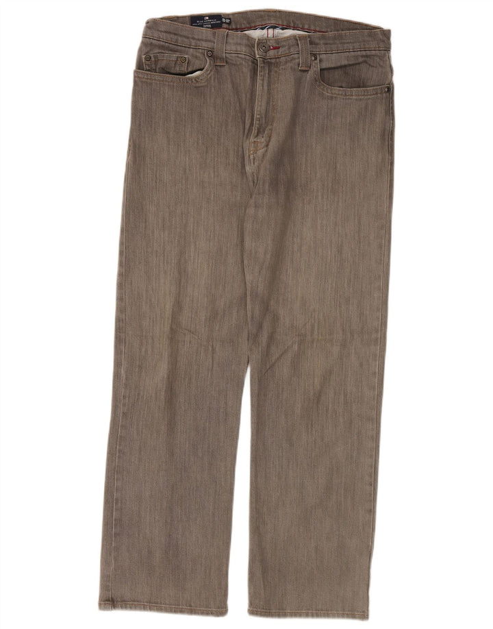 Calça jeans reta masculina Marks & Spencer Blue Harbor W34 L29 algodão cinza