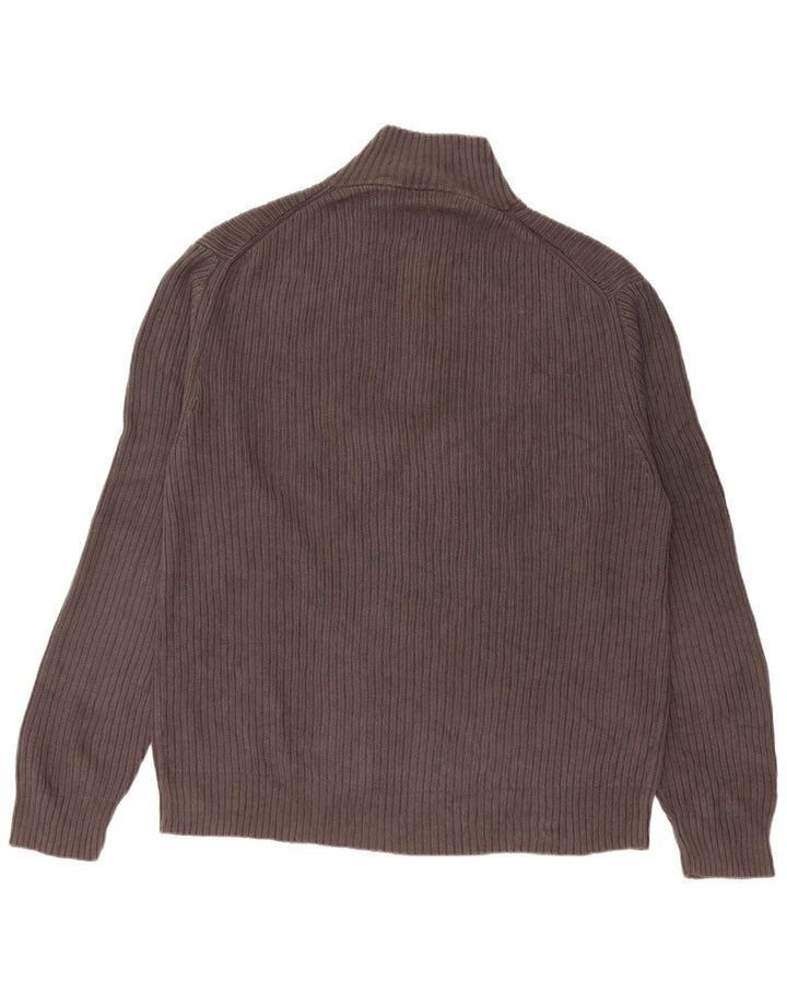 Suéter masculino CALVIN KLEIN com zíper e gola grande de algodão cinza