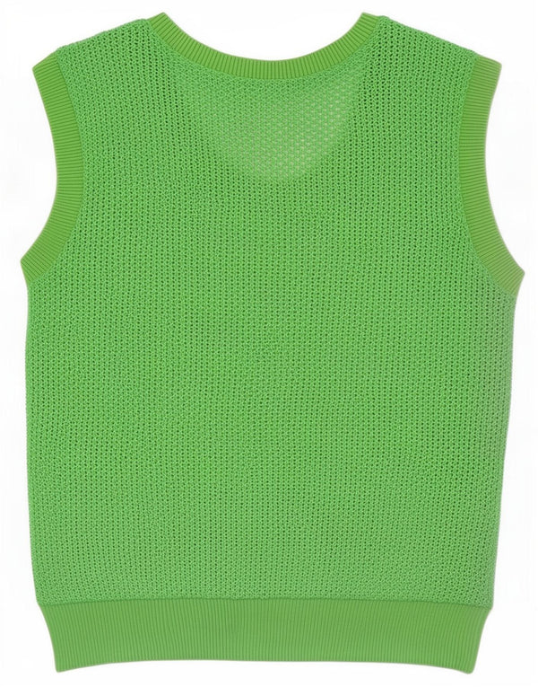 Colete feminino Zara UK 10 pequeno algodão verde