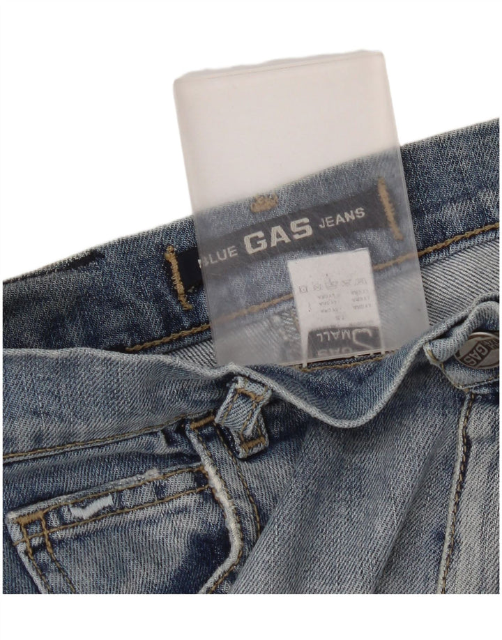 Saia jeans feminina Gas pequena W28 algodão azul