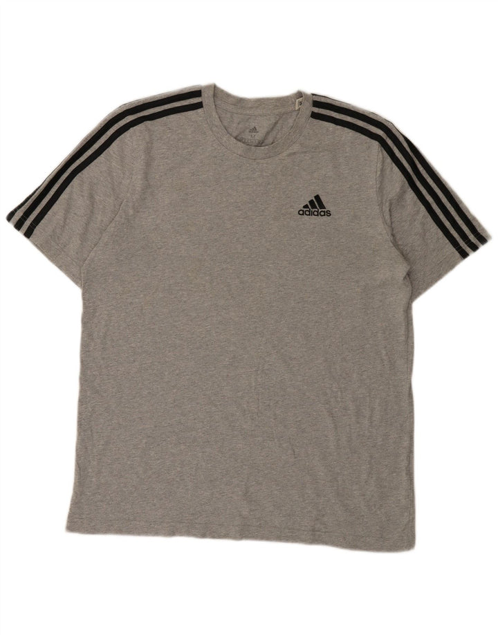 Camiseta masculina Adidas Top cinza médio manchado de algodão