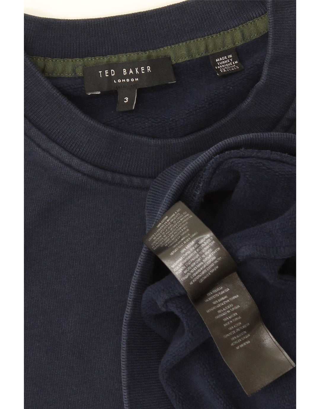 Ted Baker moletom masculino tamanho 3 médio azul marinho algodão