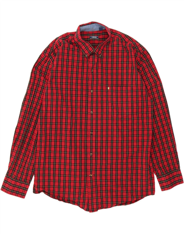 IZOD Mens Shirt XL Red Check Cotton Vintage Izod and Second-Hand Izod from Messina Hembry 