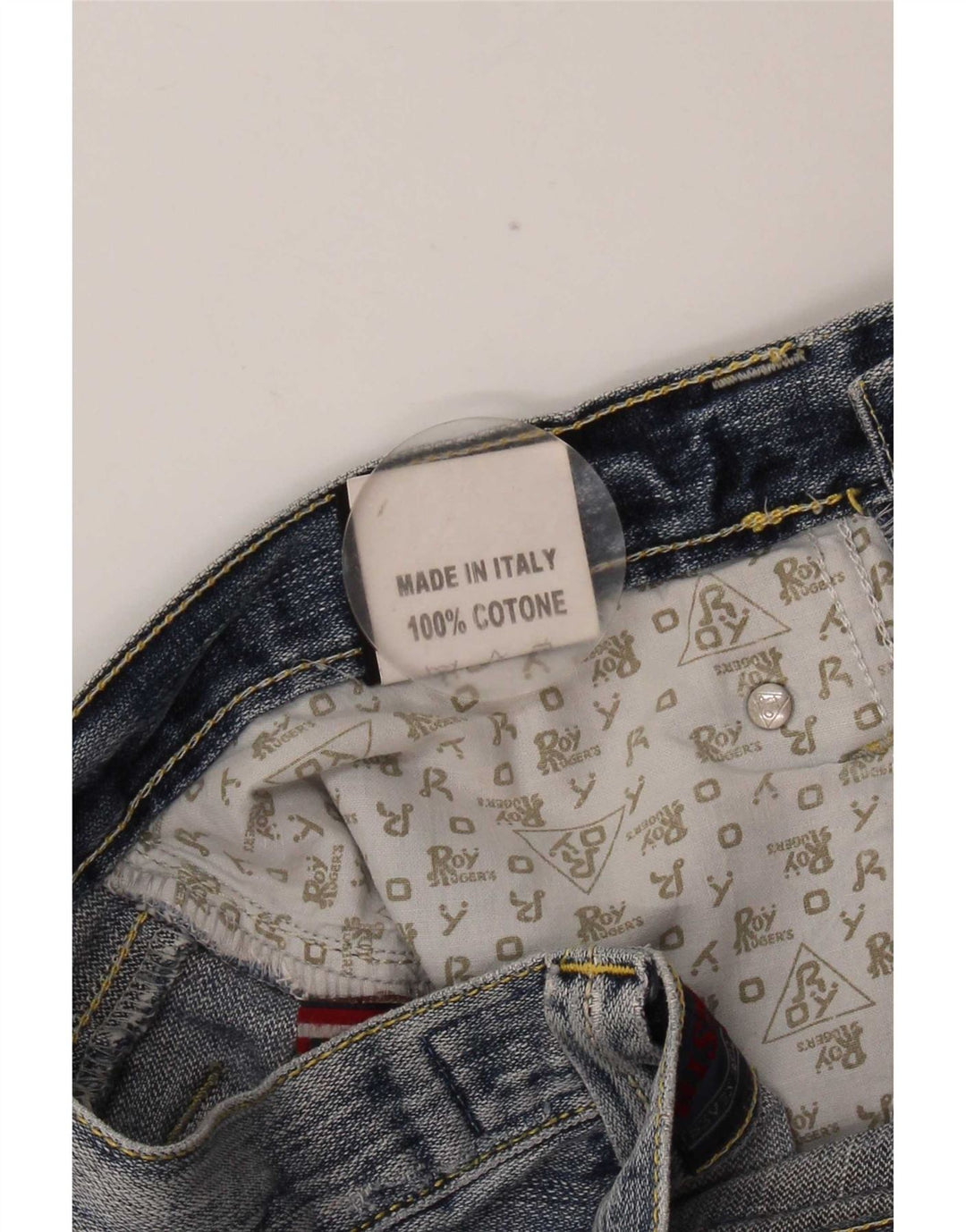 Calça jeans reta masculina Roy Rogers desgastada W31 L33 algodão azul