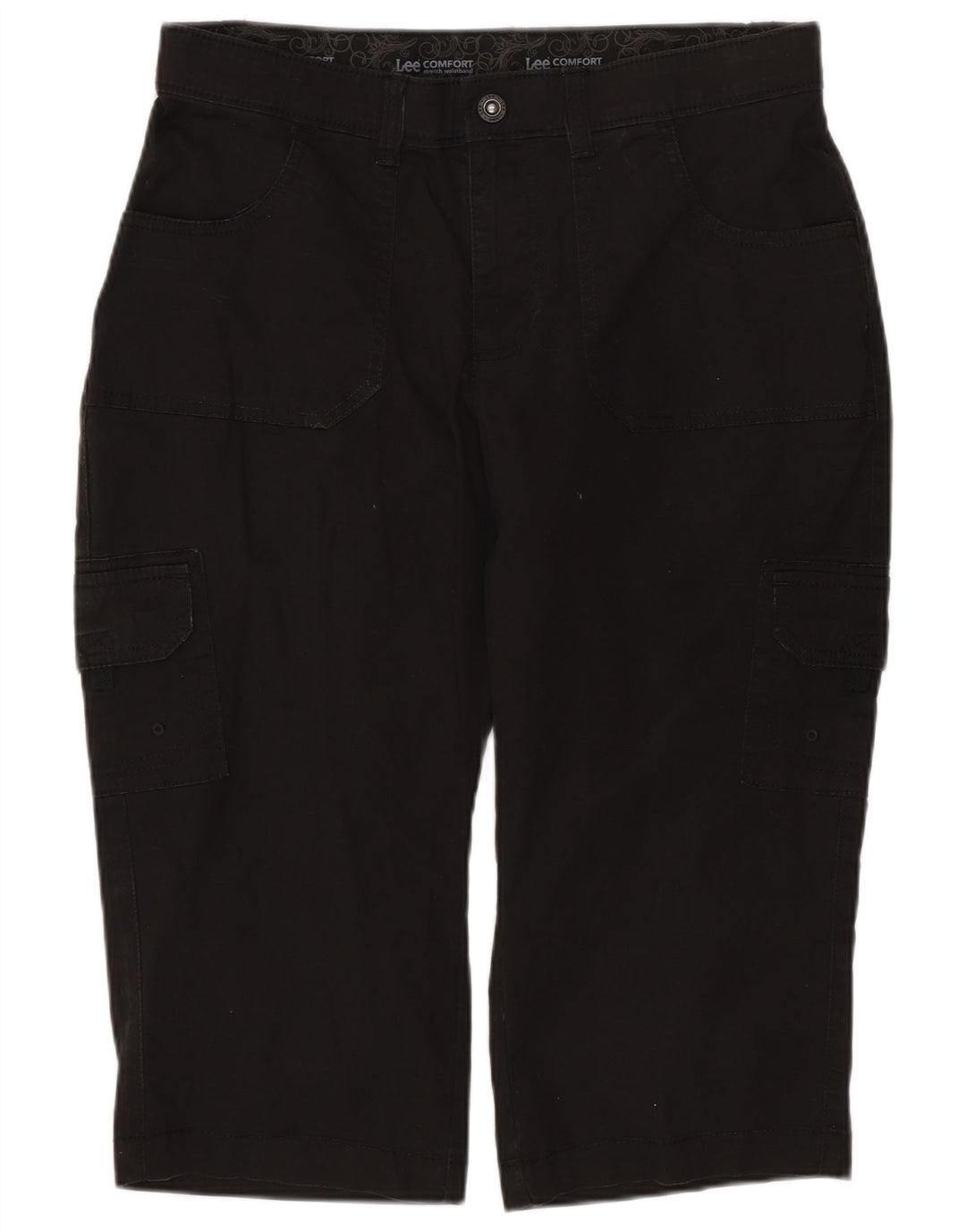 Bermuda cargo feminina LEE EUA 6 médio W30 algodão preto
