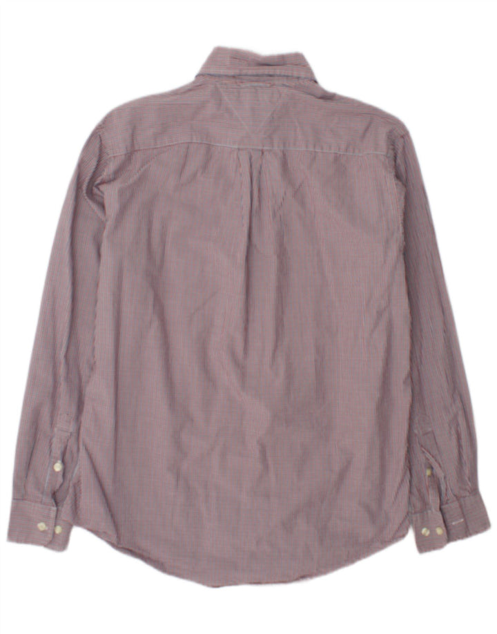 Camisa masculina Tommy Hilfiger pequena vermelha algodão guingão
