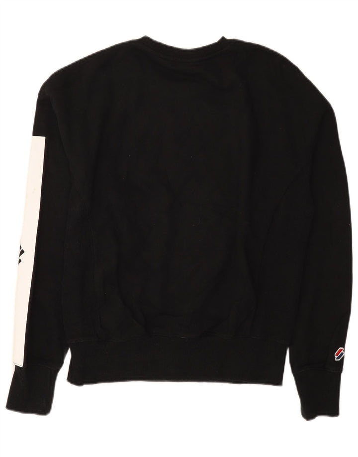 Superdry feminino gráfico moletom jumper UK 12 médio preto colorblock