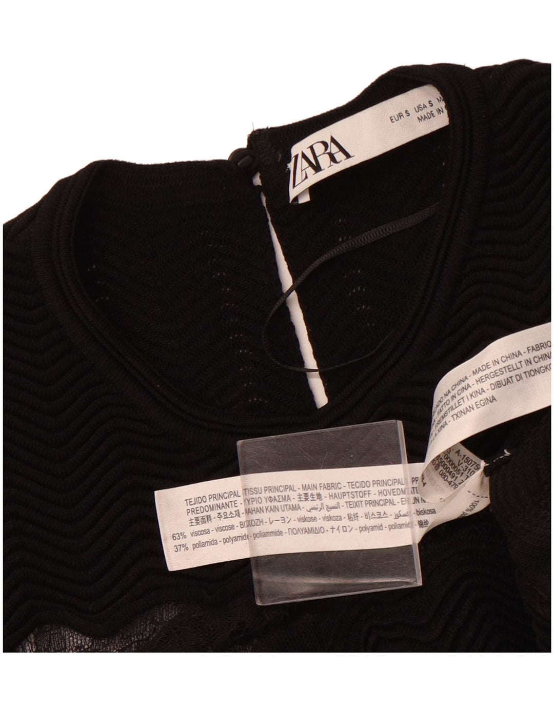 Vestido maxi feminino de renda sem mangas ZARA UK 8 pequeno preto viscose