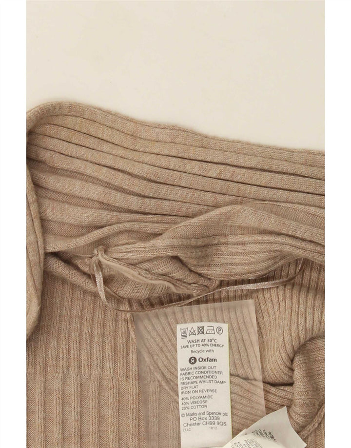 Marks & Spencer Suéter feminino Longline Open Cardigan Reino Unido 14 Médio Bege